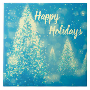 Azulejo De Cerâmica Felizes Feriados de Árvores de Natal Mágicas