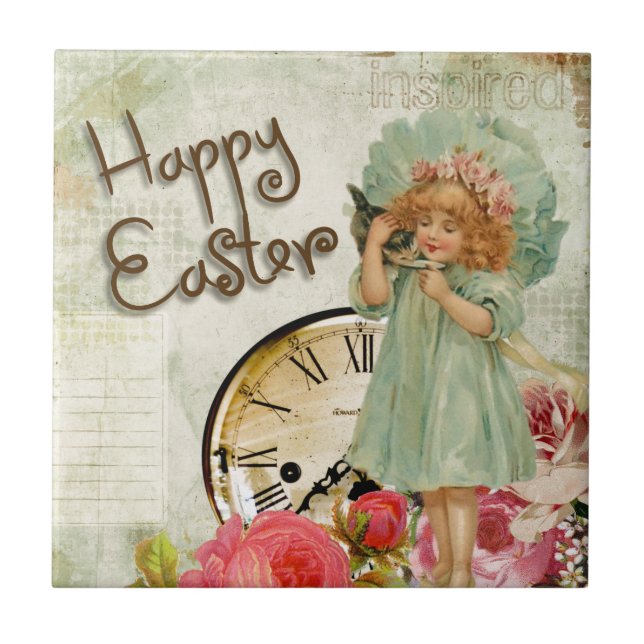 Azulejo De Cerâmica felz pascoa (Frente)