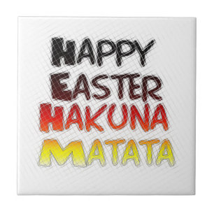 Azulejo De Cerâmica Felz pascoa Abençoado Hakuna Matata Holiday