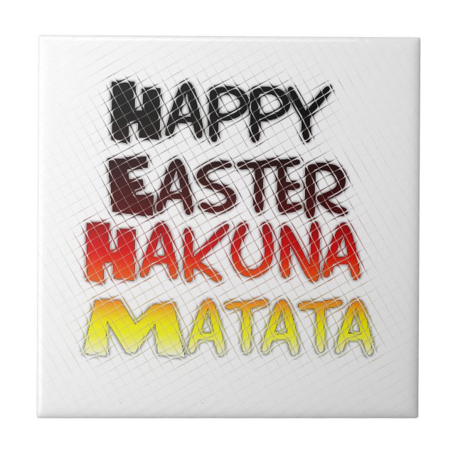 Azulejo De Cerâmica Felz pascoa: Hakuna Matata Text Art Design (Frente)