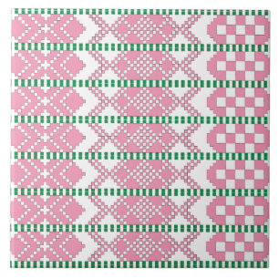 Azulejo De Cerâmica Feminine Pink e White Letônia — Arte Foliar Tribal