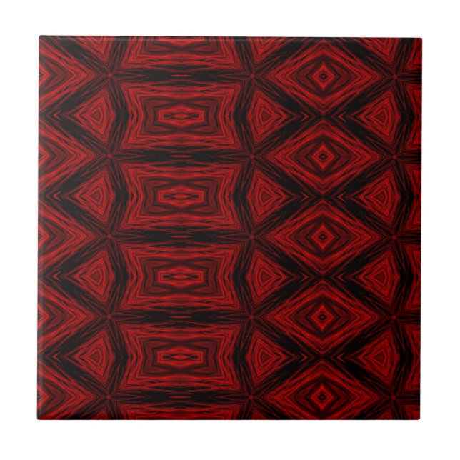 Azulejo De Cerâmica Feriado vermelho-preto moderno e geométrico (Frente)