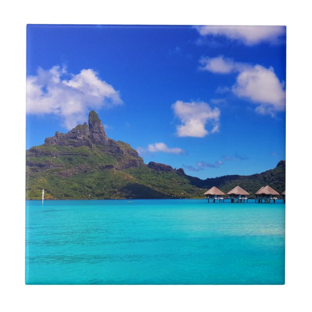 Azulejo De Cerâmica Férias das Ilhas Cênicas de Bora Bora Tropical (Frente)