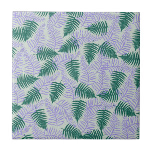 Azulejo De Cerâmica Fern roxo verde deixa padrão de flores retrô 70s