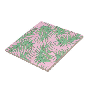 Azulejo De Cerâmica Fern se ramifica a rosa.