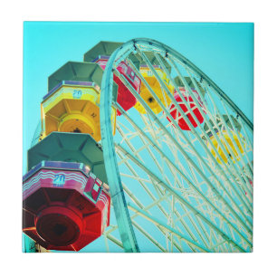 Azulejo De Cerâmica Ferris Wheel nos Papais noeis Monica Pier, Califó