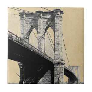 Azulejo De Cerâmica Ferryboats 1896 da ponte de Brooklyn