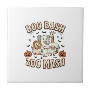 Azulejo De Cerâmica Festa de Animais Engraçados do Halloween Zoo Boo B