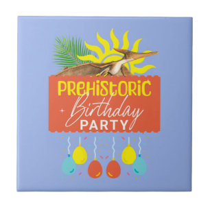 Azulejo De Cerâmica Festa de aniversário pré-histórica Pterodactyl Din
