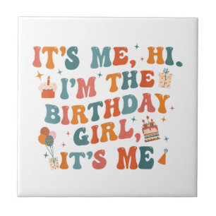 Azulejo De Cerâmica Festa de aniversário Única É Eu Olá, Sou A Gi De A