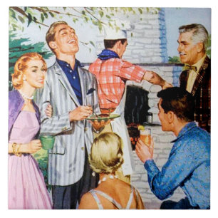 Azulejo De Cerâmica festa de churrasco de vintage retro diariamente