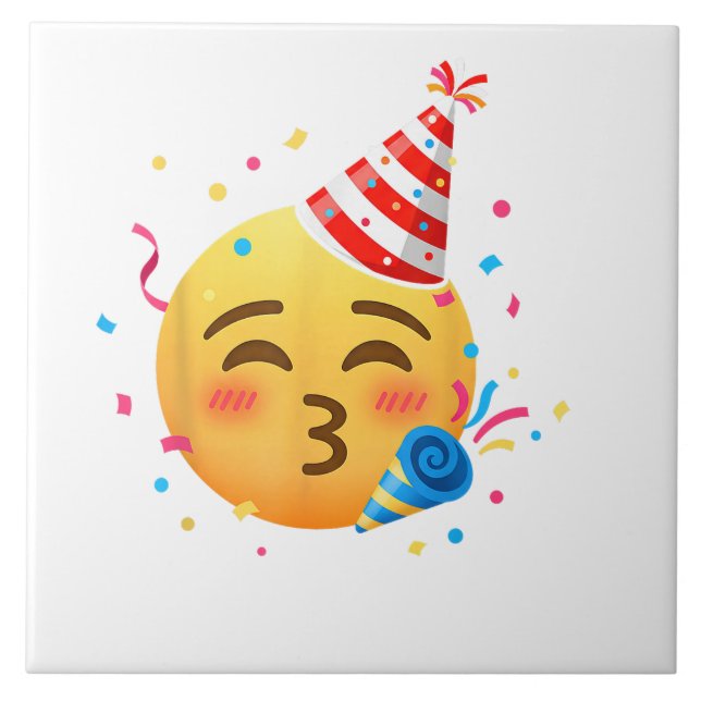Azulejo De Cerâmica Festa de Emoticon Divertido (Frente)
