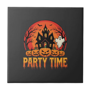Azulejo De Cerâmica Festa de Halloween Fantasma Desenho de Abóbora_1