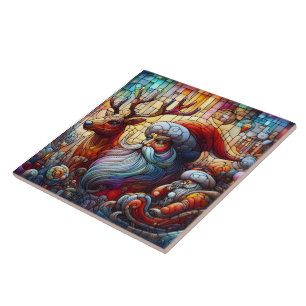 Azulejo De Cerâmica Festa de inverno com Papais noeis e renas!