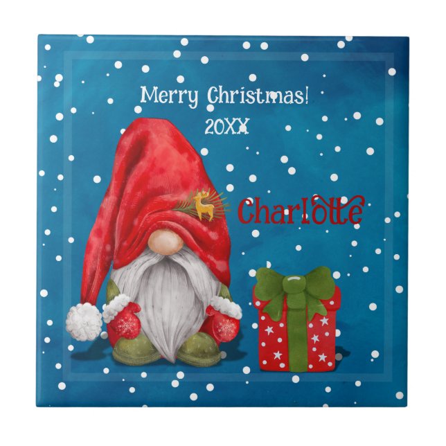 Azulejo De Cerâmica Festa de Natal Personalizável (Frente)