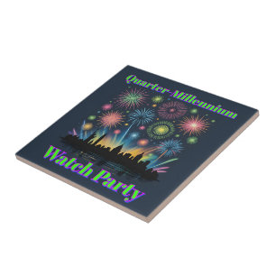 Azulejo De Cerâmica Festa de Observação de Fogos de Artifício de um Qu