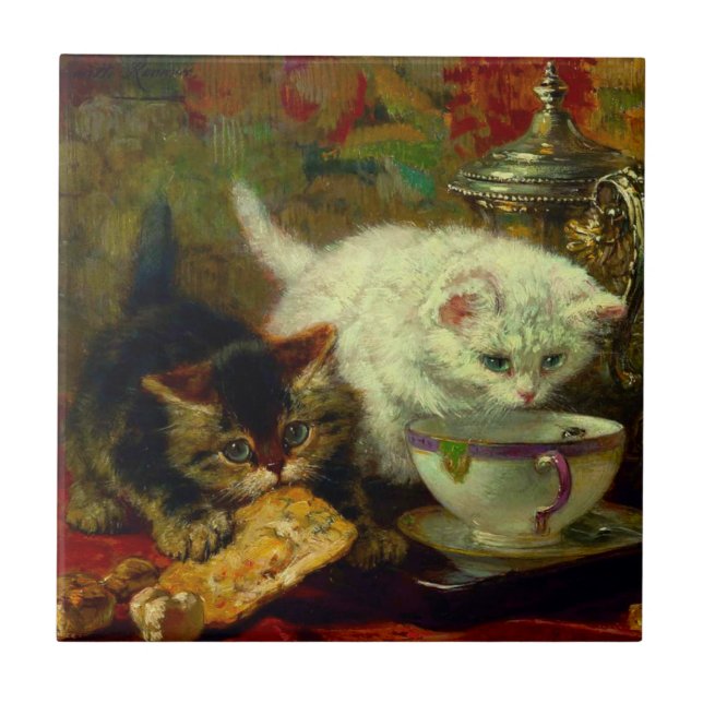 Azulejo De Cerâmica Festa de Tea Kittens (Frente)