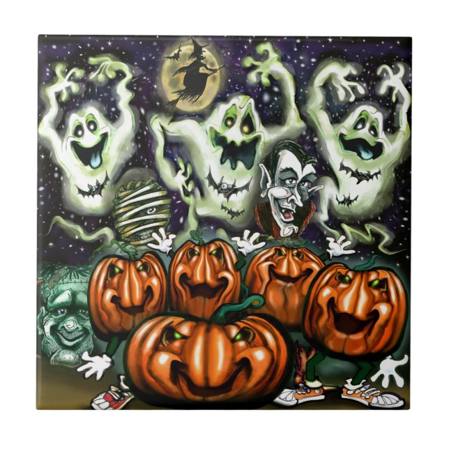 Azulejo De Cerâmica Festa Trio Pumpkins (Frente)