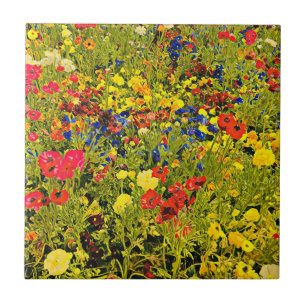 Azulejo De Cerâmica Festival de flores coloridas de flores silvestres