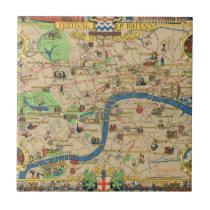 Azulejo De Cerâmica Festival de Grâ Bretanha: Guia ao mapa de Londres