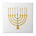 Azulejo De Cerâmica Festivo Menorah Hanukkah velas Elegante minimo<br><div class="desc">Velas de folha de ouro falsa para a comemoração de Chanucá. A ilustração menorah Whimsical com estrelas brancas cobria velas celestiais em um falso suporte de velas menorah dourada. Menorah elegante e mesquita Hanukkah ilustrava presentes de design e produtos de papel.</div>