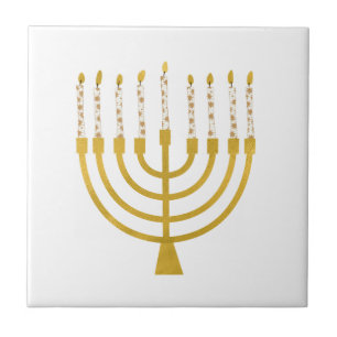 Azulejo De Cerâmica Festivo Menorah Hanukkah velas Elegante minimo