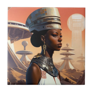 Azulejo De Cerâmica Ficção científica afrofuturista rainha futurística