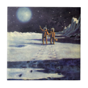 Azulejo De Cerâmica Ficção Científica Vintage Astronauta Alienígenas n