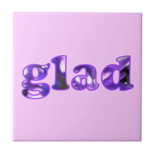 Azulejo De Cerâmica Fico feliz com flores roxas Trivet (Frente)