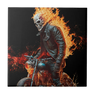 Azulejo De Cerâmica Fiery Ghost Rider - Uma emoção da Energia Dinâmica