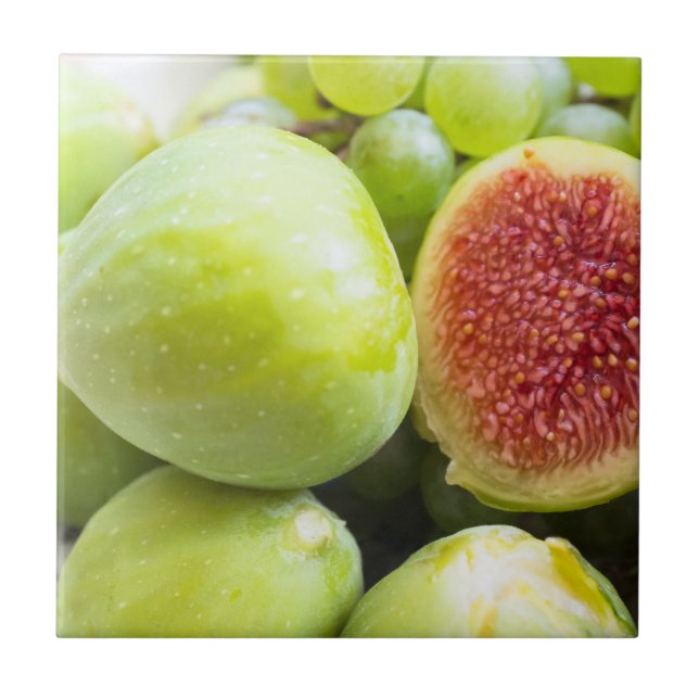 Azulejo De Cerâmica Figos frescos e uvas (Frente)