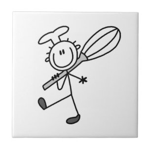 Azulejo De Cerâmica Figura de Palito Chef com Batedeira