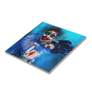 Azulejo De Cerâmica figura sinistra de palhaço de Halloween do Slipper