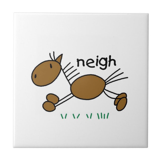 Azulejo De Cerâmica Figura t-shirt e presentes da vara do cavalo (Frente)