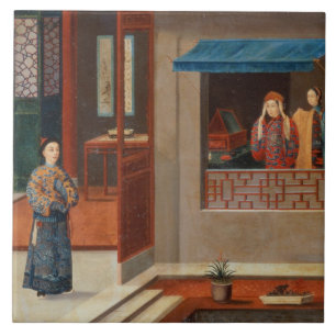 Azulejo De Cerâmica Figuras em um interior do vestuario