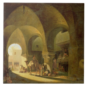 Azulejo De Cerâmica Figuras numerosas em um bazar africano norte, 1839