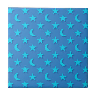 Azulejo De Cerâmica Fila azul e padrão das estrelas