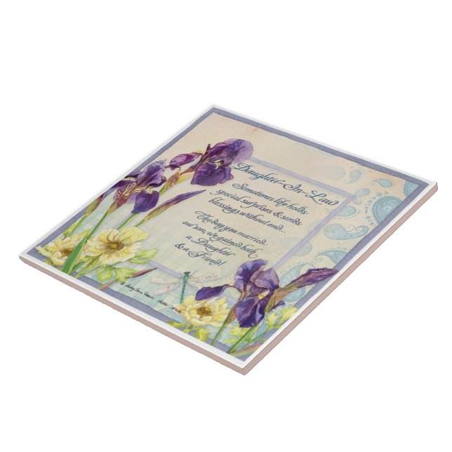 Azulejo De Cerâmica Filha em Direito Poema de Caligrafia Iris Watercol (Lateral)