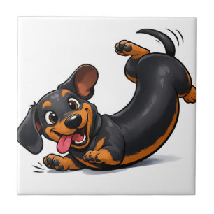 Azulejo De Cerâmica Filhote brincalhão de Dachshund