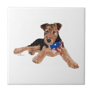 Azulejo De Cerâmica Filhote de Terrier Patriótico