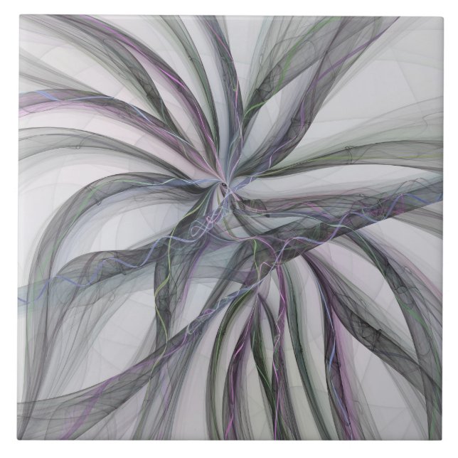 Azulejo De Cerâmica Filigree aciona Fractal Abstrato Swing Moderno (Frente)