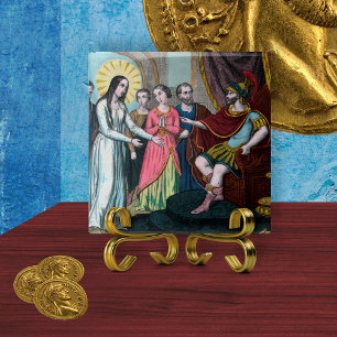 Azulejo De Cerâmica Filomena é julgada antes do Imperador Diocletiano