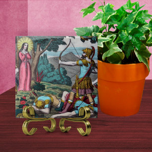 Azulejo De Cerâmica Filomena sendo picada com setas