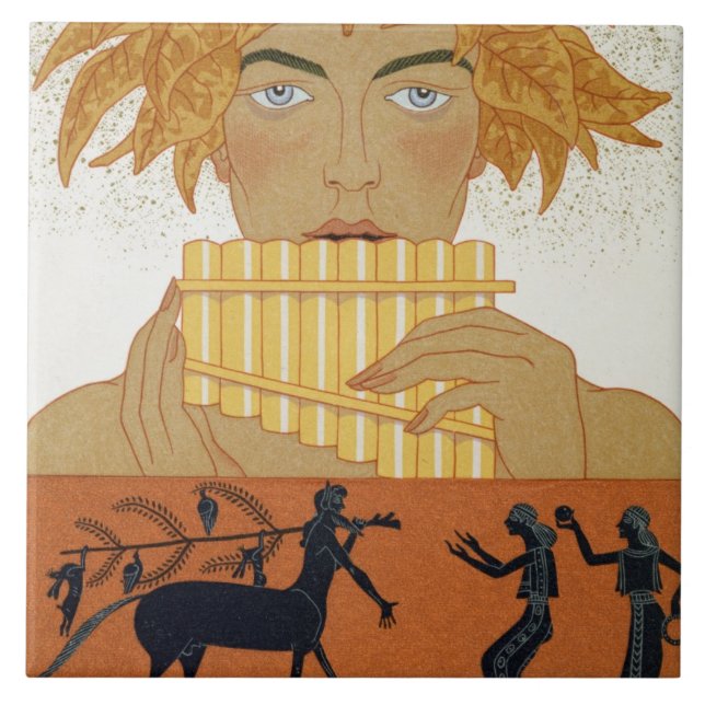 Azulejo De Cerâmica Filtre o gaiteiro, ilustração de "Les Mythes" por (Frente)