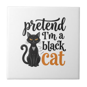 Azulejo De Cerâmica Fingir que sou um gato preto camiseta de Halloween