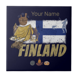 Azulejo De Cerâmica Finlândia Manose Vintage Flag Tent Retro Souvenir