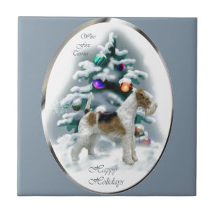 Azulejo De Cerâmica Fio Fox Terrier Natal