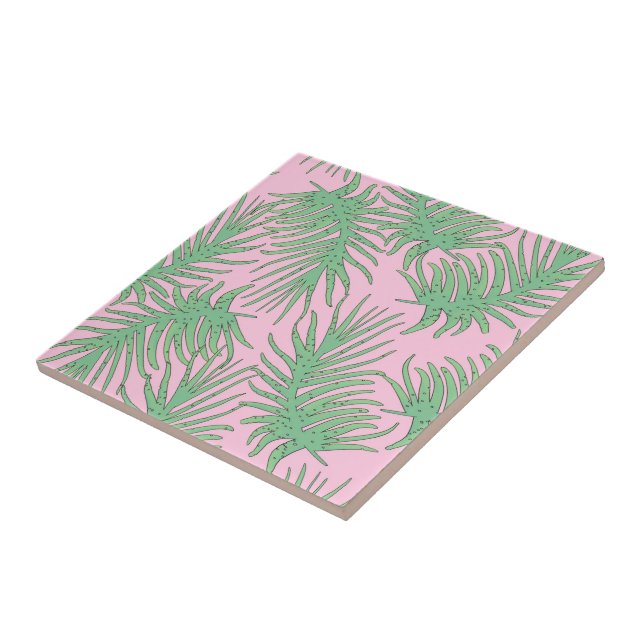 Azulejo De Cerâmica Fios de Fern em rosa. (Lateral)