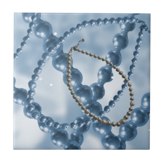 Azulejo de Cerâmica Fios de Pérola do Oceano Azul (Frente)