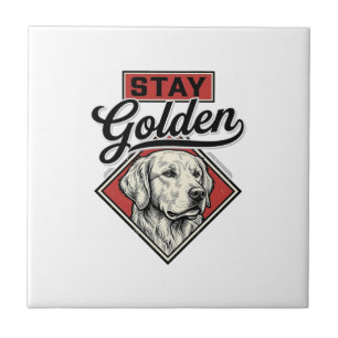 Azulejo De Cerâmica Fique Dourado Retriever Vintage Cão Desenho Vetori
